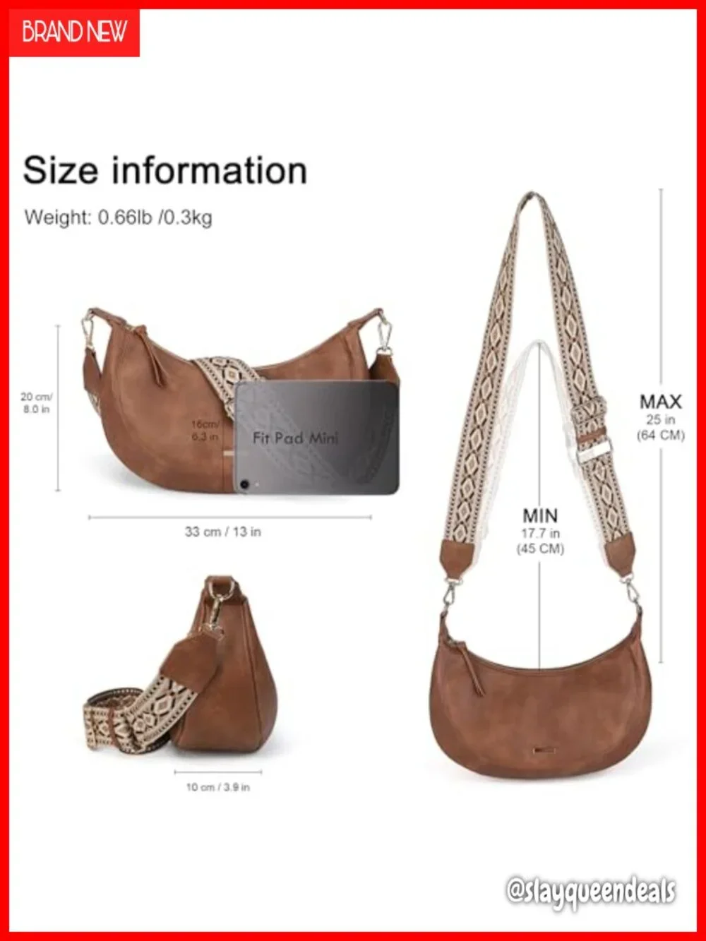 Vegan Leather Crescent Hobo Bag Crossbody Purse with 4 Card Slots